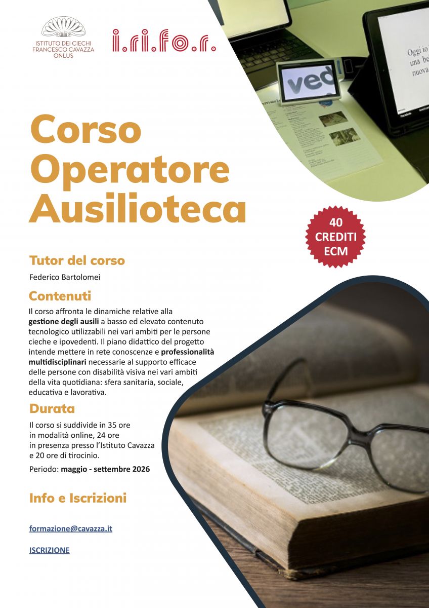 Locandina corso operatore ausilioteca 2026
